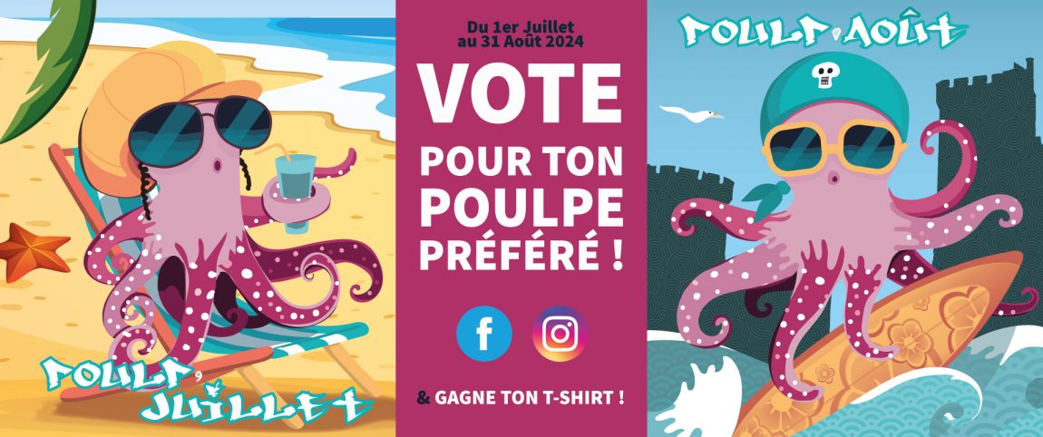 Vote pour ton poulpe préféré ! et gagne ton t-shirt, avec le Centre Social & Culturel Vent des Îles