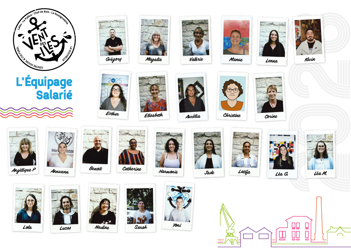 Trombinoscope Equipe bénévole Centre Social et Culturel Vent des Îles La Rochelle