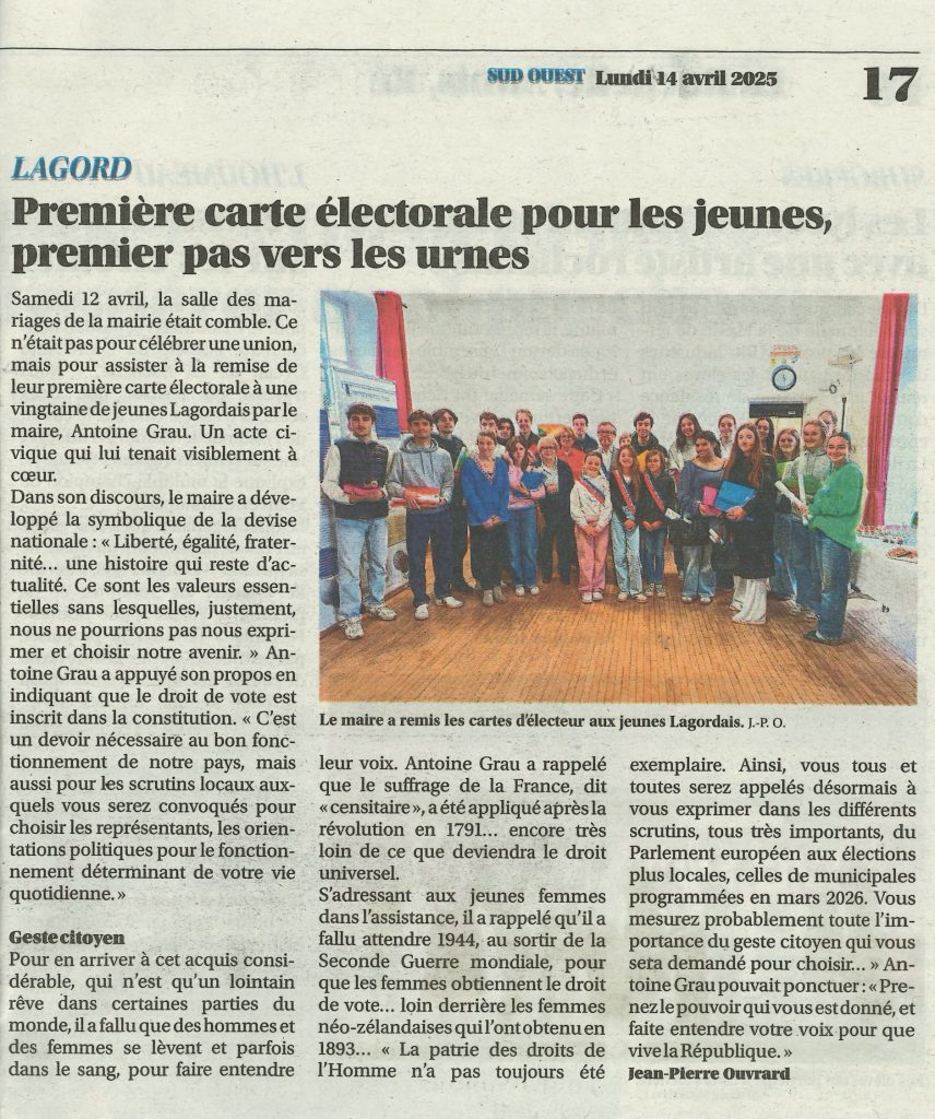 Sud Ouest / 14 Avril 2025