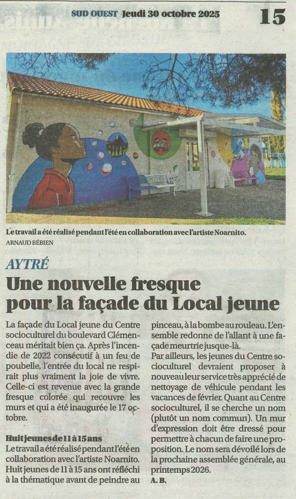 Article Sud Ouest 30 10 2025 Centre Social et Culturel Vent des Îles