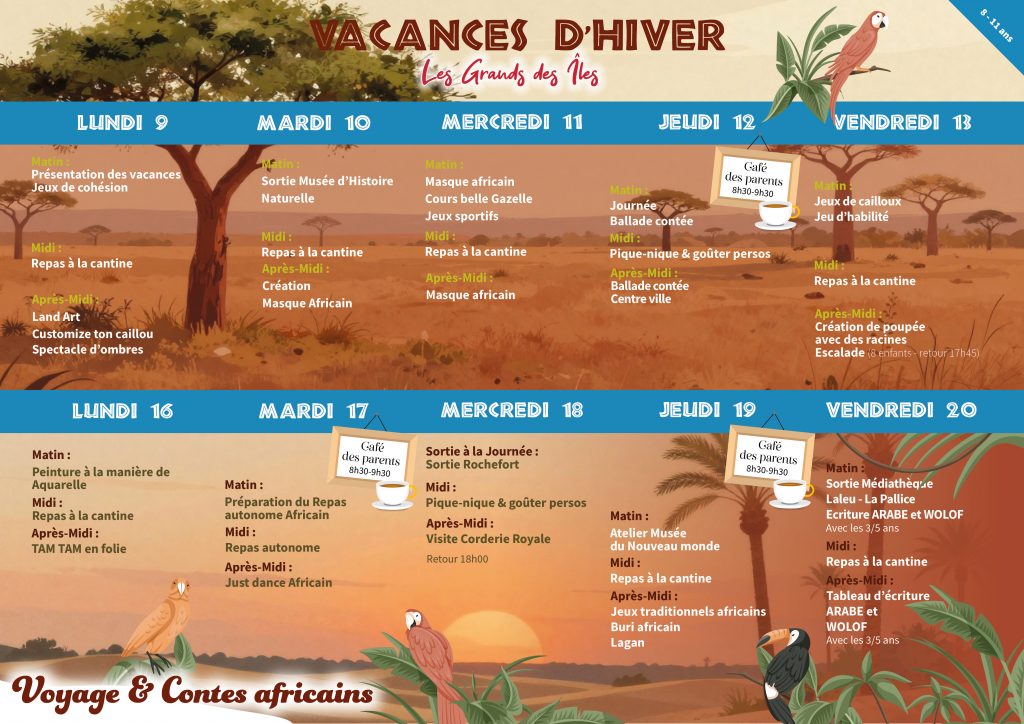 Programme des vacances d'Hiver 2026 - Centre Social et Culturel Vent des Îles à La Rochelle