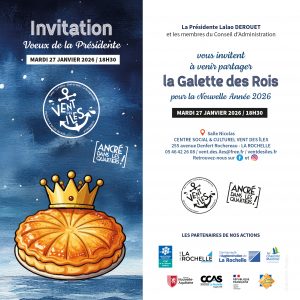 Voeux de la Présidente le Mardi 27 Janvier 2026 à 18h30 - au Centre Social & Culturel Vent des Îles à La Rochelle