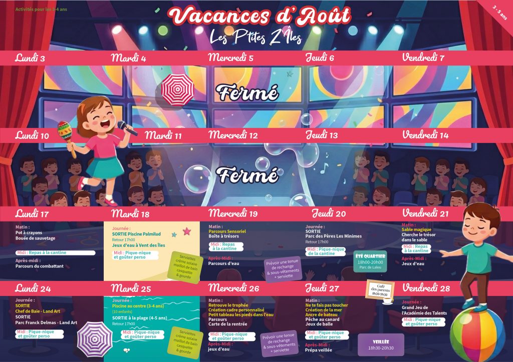 Programme Juillet Les P'tites Z'îles Centre Social et Culturel Vent des Îles à La Rochelle