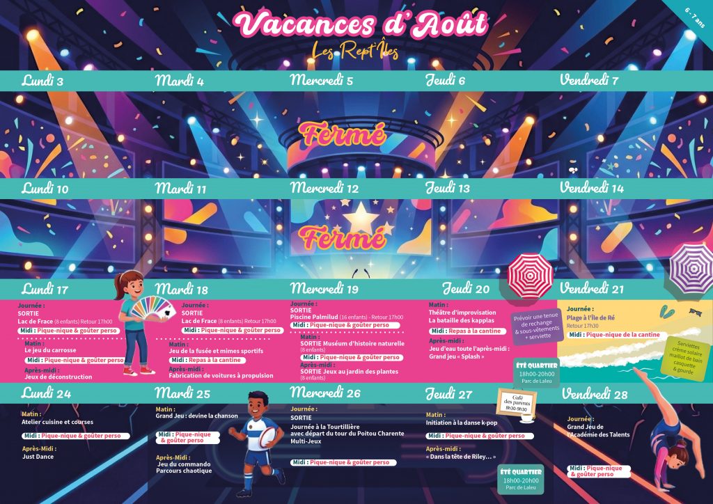 Programme Août Rept'îles Centre Social et Culturel Vent des Îles à La Rochelle