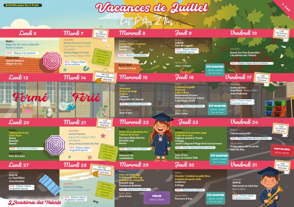 Programme Juillet Les P'tites Z'îles Centre Social et Culturel Vent des Îles à La Rochelle