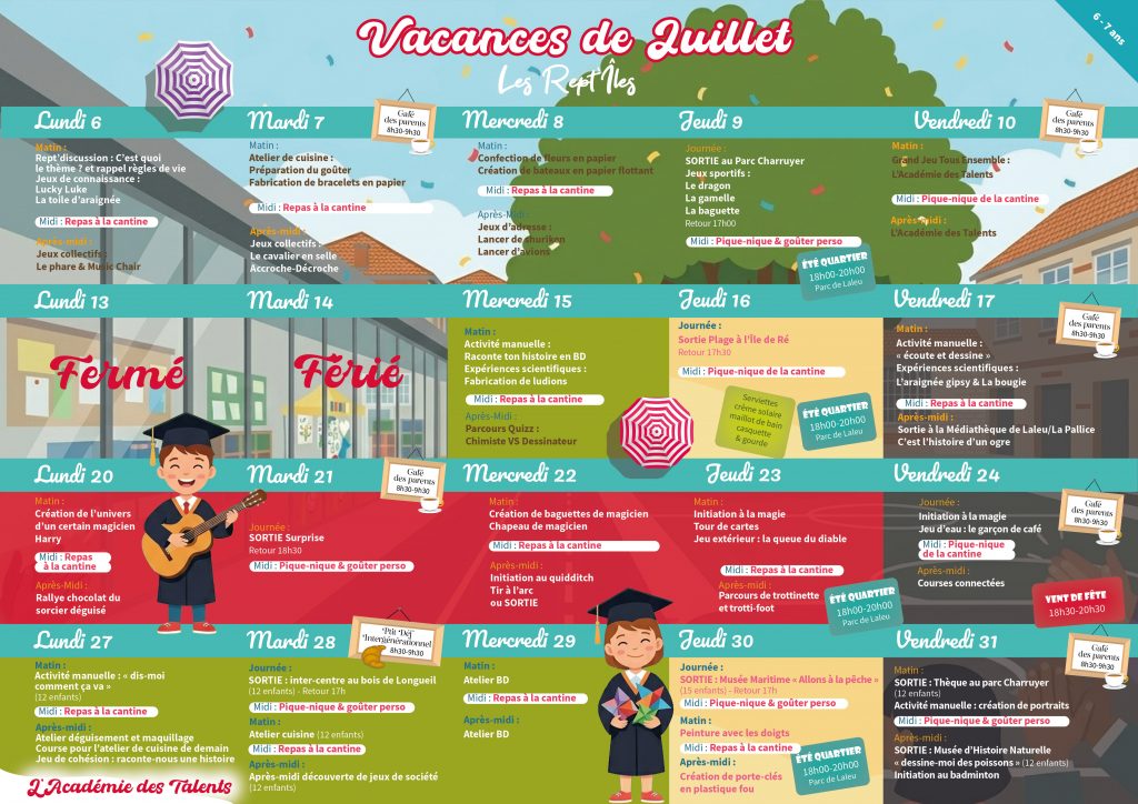 Programme Juillet Rept'îles Centre Social et Culturel Vent des Îles à La Rochelle