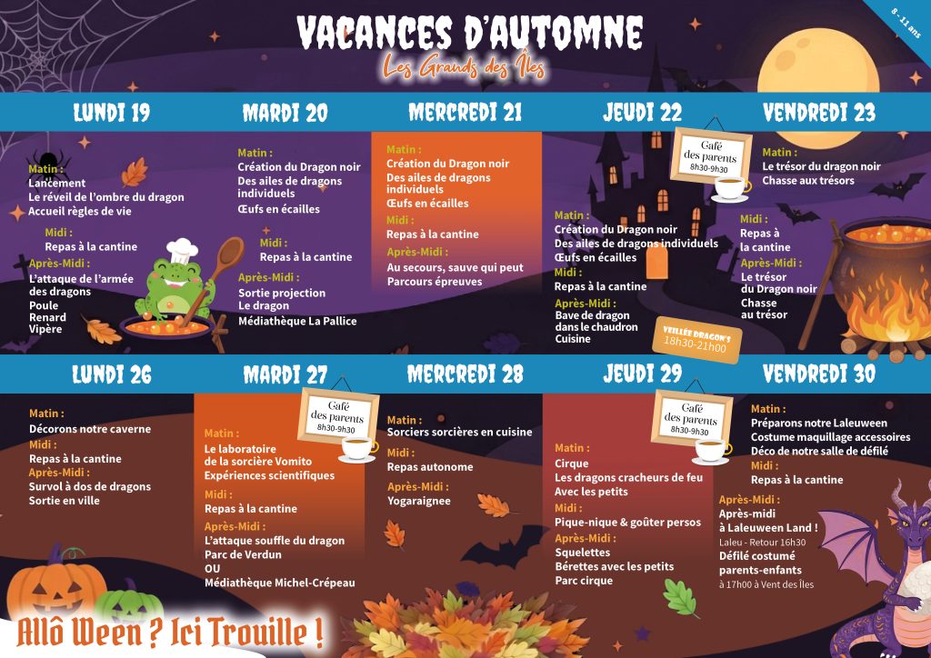 Programme Vacances Automne Grands des îles - Centre Social et Culturel Vent des Îles à La Rochelle