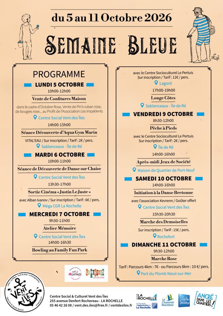 Programme de la Semaine Bleue - Centre Social et Culturel Vent des Îles à La Rochelle
