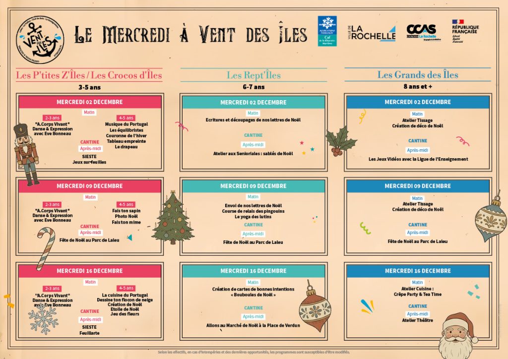 Programme des mercredis à Vent des Îles - Centre Social et Culturel Vent des Îles